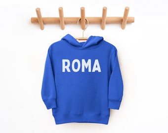 Roma Kleinkind Pullover Fleece Hoodie | Rom Italien Kinder-Sweatshirt | Italienisches Souvenir, Europa-Urlaubsoutfit | Geschenkidee, Junge, Mädchen, Italienisch