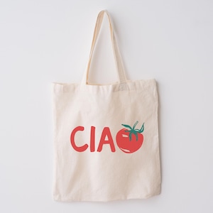 Ciao, Boho Tomato Cotton Canvas Tote Bag | Italian Foodie, Italia, Italy Travel Theme | Eco Resuable Grocery, Farmers Market Bag | Gift Idea immagine 1