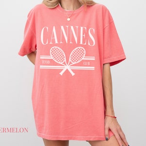 Cannes Tennis Club Comfort Colors Short Sleeve T-Shirt | France, Beach Travel Tee | Vintage Style Athleisure, Sporty Athletic | Gift for Her