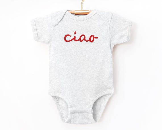 Embroidered Ciao Infant Bodysuit | Italian Baby Shower Gift Boy Girl Gender Neutral | Italy Travel