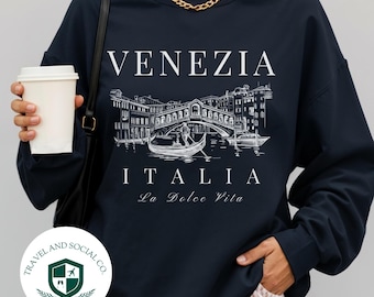 Venezia, Italia Crewneck Sweatshirt | Venice Canals Pullover | Gift for Her, Him, Italian Traveler