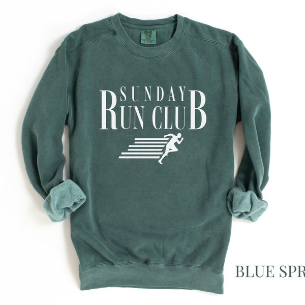 Sonntags Run Club Comfort Colors® Rundhals-Sweatshirt | Läuft, Sportliche Athleisure Oversized Pullover Pullover | Geschenk Sie, Ihn, Läufer | Unisex