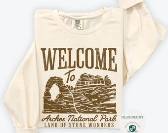 Arches National Park Comfort Colors Lightweight Cotton Crewneck Sweatshirt | Boho Camping Utah Travel Outfit, Gift Idea Nature Outdoor Lover