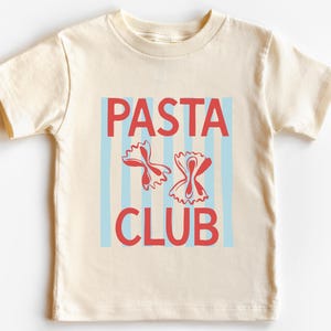 Pasta Club Kid’s T-Shirt | Boho Italian Foodie Toddler, Infant Shirt | Short Sleeve Cotton Summer Tee | Gift Idea for Spaghetti, Italy Lover Natural
