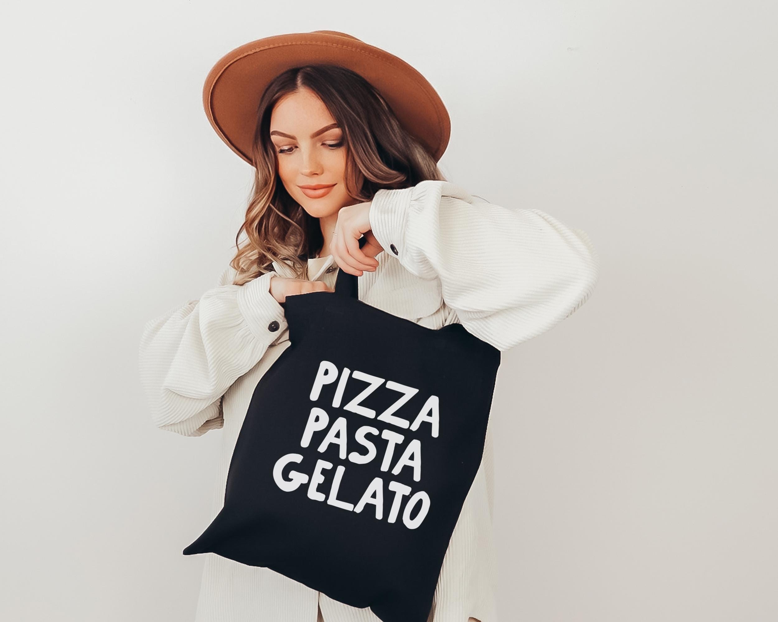 Pizza Pasta Gelato Cotton Canvas Tote Bag | Cute Italian Food
