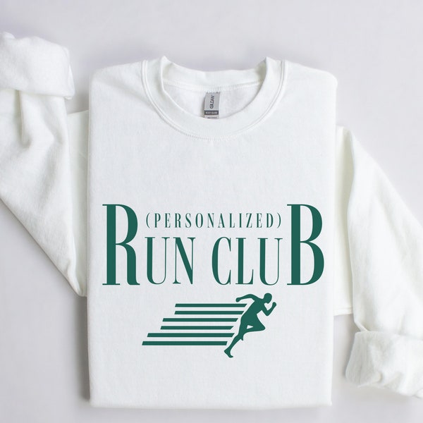 Sweat-shirt ras du cou personnalisé Run Club | Pull-over club de course | Cadeau personnalisé pour elle, lui, coureur | Personnalisé | Athlétique, Sportif