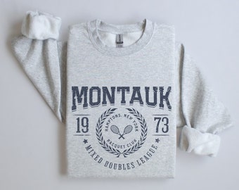 Montauk, Hamptons Racquet Club Crewneck Sweatshirt | Vintage, Retro, Faded Style Tennis Pullover Sweater | Gift for Her | Athleisure, Sporty