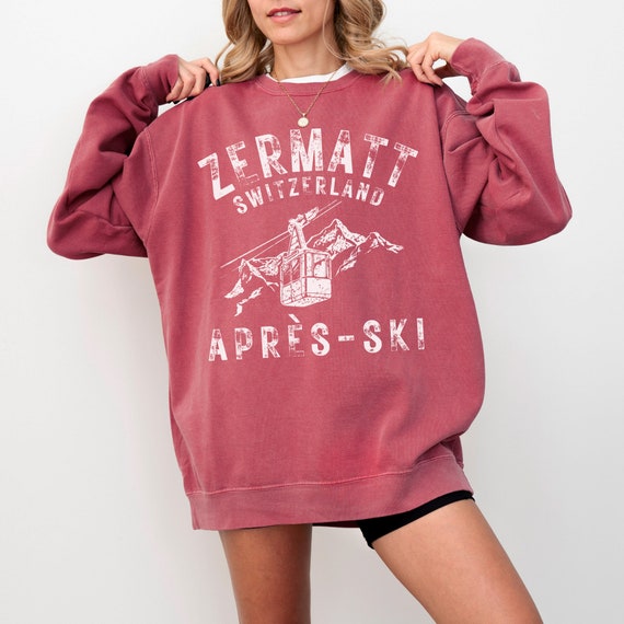 Zermatt, Switzerland Après-ski Comfort Colors® Pullover Sweatshirt, Faded, Grunge, Retro, Vintage Style | Men, Women’s Crewneck | Gift Skier