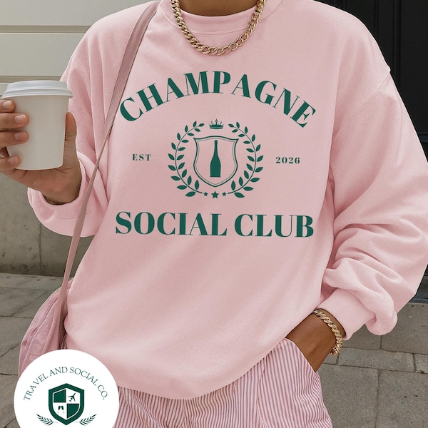Champagne Social Club Crewneck Sweatshirt | Bachelorette, NYE Pullover | Gift Wine Lover