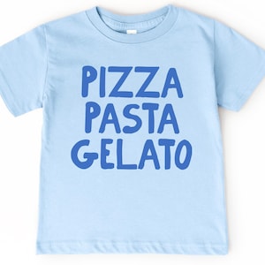 Pizza Pasta Gelato Infant, Toddler T-Shirt | Boho Italian Foodie Shirt | Gift Idea for Baby, Kid, Girl, Boy | Italy Travel, Vacation Outfit
