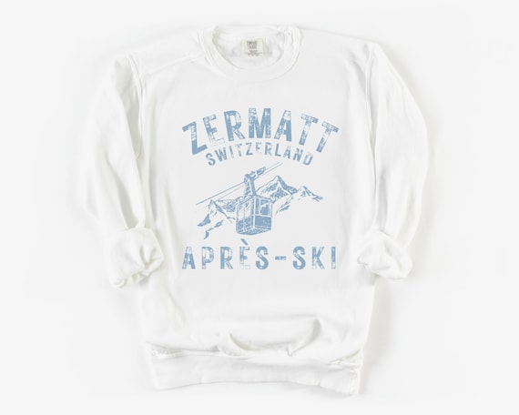 Zermatt, Switzerland Après-ski Comfort Colors® Pullover Sweatshirt, Faded, Grunge, Retro, Vintage Style | Men, Women’s Crewneck | Gift Skier