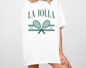 La Jolla Tennis Club Comfort Colors Short Sleeve T-Shirt | Girl’s Trip, Bachelorette Shirt | Vintage Style Athleisure, Sporty, Athletic Clu