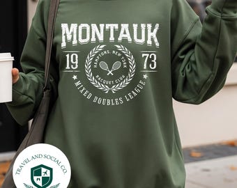Montauk, Hamptons Racquet Club Crewneck Sweatshirt | Vintage Style Tennis Pullover | Gift Her | Athleisure, Sporty