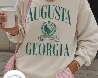 Augusta, Georgia Crewneck Sweatshirt | Vintage Golfing Pullover, National Golf Club Top | Golfer Gift