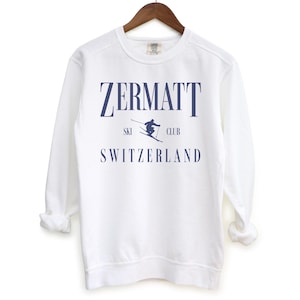 Zermatt, Switzerland Ski Club Comfort Colors® Pullover Sweatshirt | Apres Ski, Skiing Outfit | Oversized Crewneck Sweater | Mens, Womens