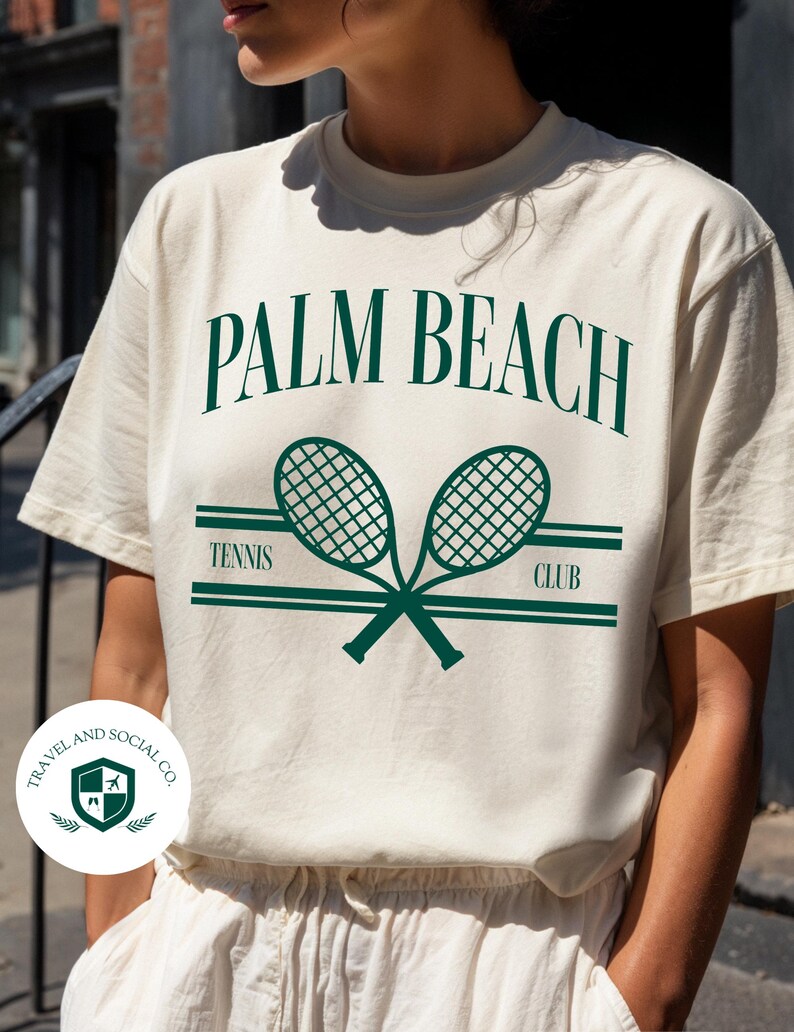 Palm Beach Tennis Club Comfort Colors Cotton T-Shirt | Girl’s Trip, Bachelorette Shirt, Gift image 6