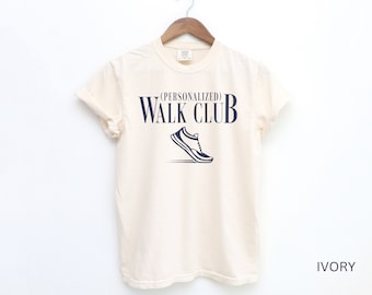 Personalized Walk Club Comfort Colors Short Sleeve TShirt | Custom Walking Group Tee | Customized Gift Idea for Her | Vintage Athletic Style