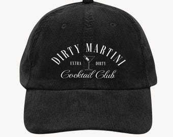 Embroidered Dirty Martini Cocktail Club Vintage Corduroy Cap