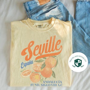 Seville España Comfort Colors Cotton T-Shirt | Boho Vintage Spain Spanish Travel Graphic Tee | Gift immagine 1