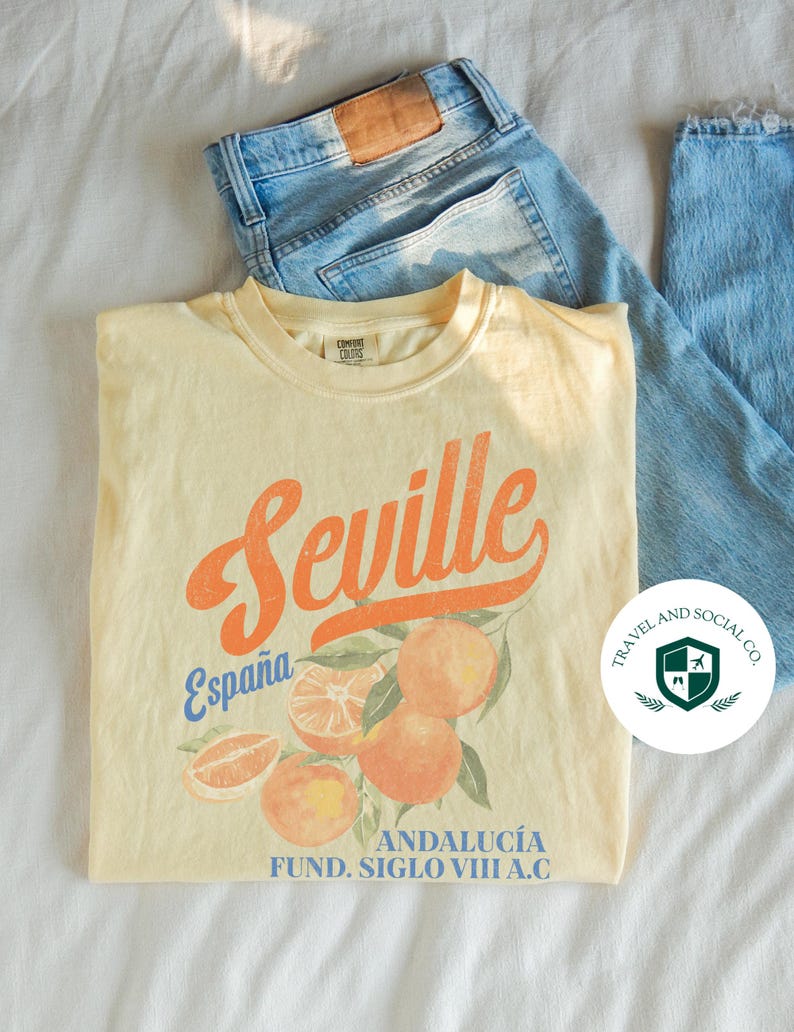 Seville España Comfort Colors Cotton T-Shirt | Boho Vintage Spain Spanish Travel Graphic Tee | Gift immagine 1