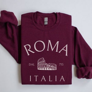 Roma, Italia Crewneck Sweatshirt | Rome Colosseum Pullover Sweater | Gift for Her, Him, Italian, Traveler | Trendy Cozy Oversized Unisex Fit