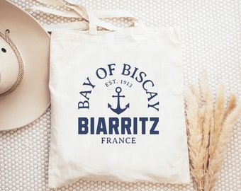 Bay of Biscay, Biarritz, France Cotton Canvas Tote Bag | French Travel Tote | Beach Bag | Reusable, Eco Grocery Bag | French Honeymoon Gift