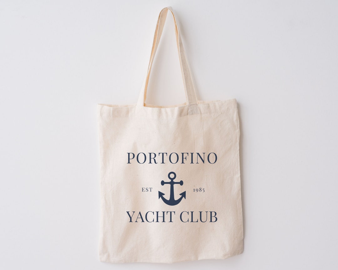 Portofino Yacht Club Cotton Canvas Tote Bag Super Cute Beach