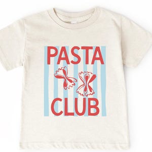 Pasta Club Kid’s T-Shirt | Boho Italian Foodie Toddler, Infant Shirt | Short Sleeve Cotton Summer Tee | Gift Idea for Spaghetti, Italy Lover Natural Heather