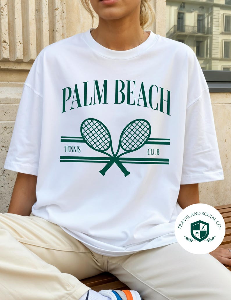 Palm Beach Tennis Club Comfort Colors Cotton T-Shirt | Girl’s Trip, Bachelorette Shirt, Gift image 4
