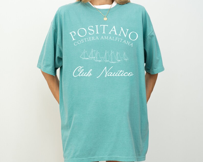 Positano Amalfi Coast Club Nautico T-Shirt, Yacht Club Tee, Traveler Gift Seafoam