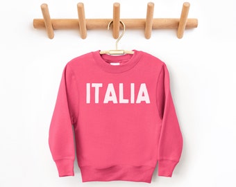 Italia Youth Crewneck, Hooded Sweatshirt | Italian Kid’s Pullover | Gift Idea Boy, Girl | Italy Souvenir | Europe, Travel, Vacation Outfit