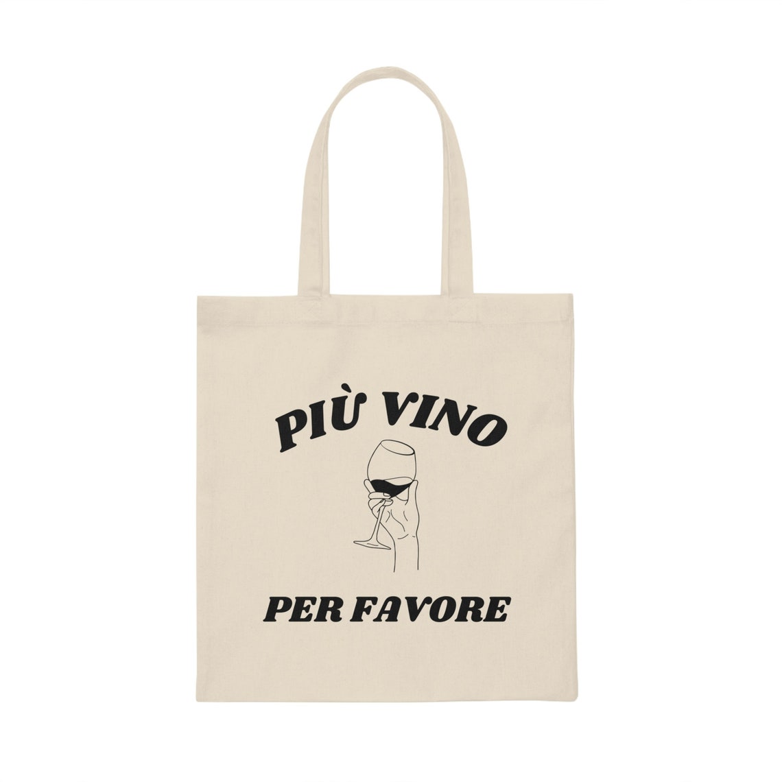 Piu Vino per Favore Canvas Tote Bag Wine Lover, Sommelier Gift Italian