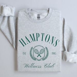 Hamptons Wellness Club Crewneck Sweatshirt | Athletic, Tennis, Athleisure Pullover Sweater | Gift for Her | Girl’s Trip, Bachelorette Outfit