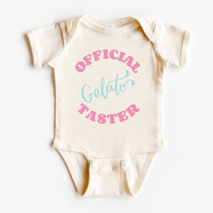 Official Gelato Taster Toddler, Infant Short Sleeve Shirt | Ice Cream Lover T-Shirt | Italian Travel Tee for Kids, Baby | Gift Idea for Girl