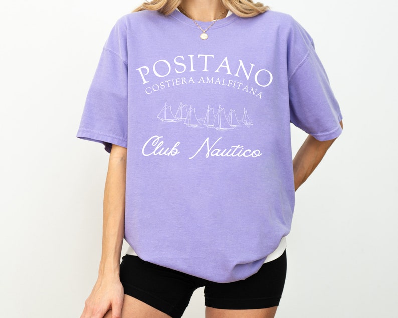Positano Amalfi Coast Club Nautico T-Shirt, Yacht Club Tee, Traveler Gift Violet