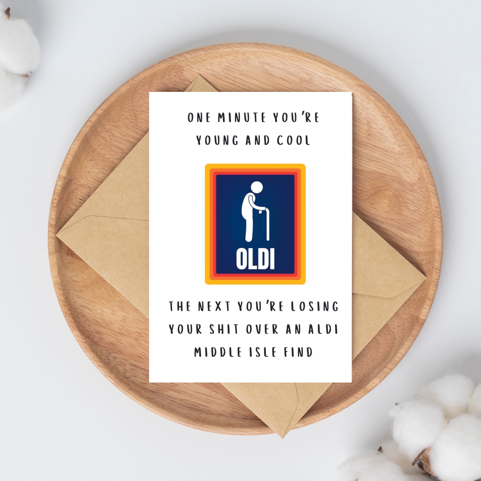 Funny Birthday Card, Aldi Birthday Card, Aldi Middle Isle card, Odd Card, Funny Aldi Card, Old Card, Funny Old Card, Card For Husband.