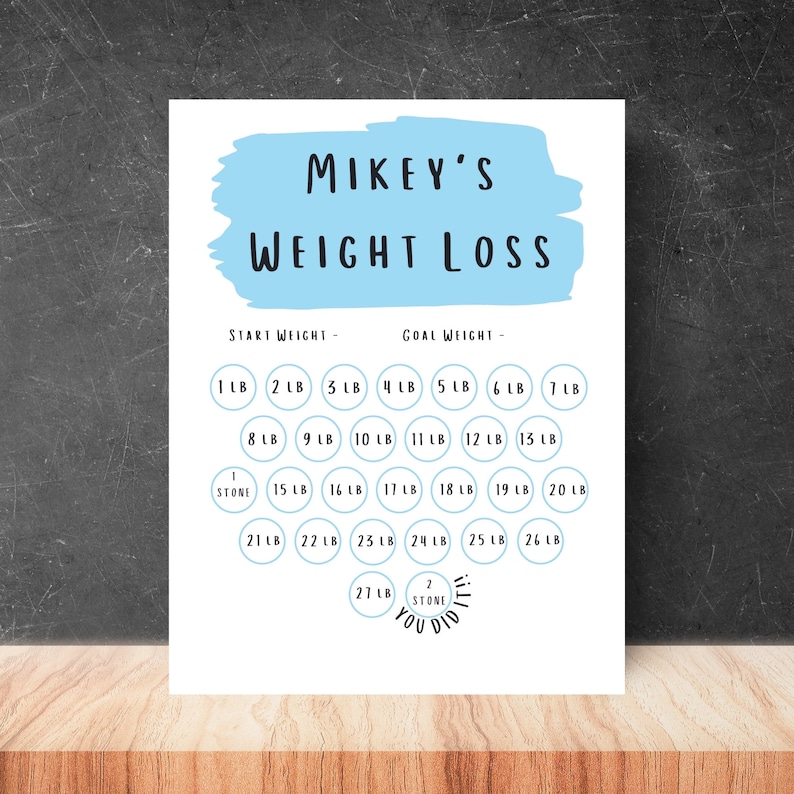 Weight Loss Tracker, Free Gold Star Stickers, Weight Loss Goal, Personalised, Weight Loss Chart, A4 and A5, Goal Tracker, Summer Body