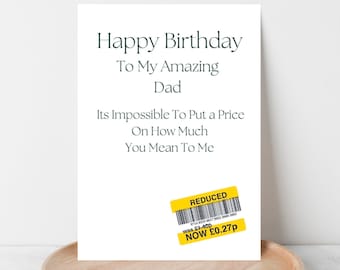 Funny Birthday Card For Dad, Reduced Birthday Cards For Dad, Birthday Cards For Him, Birthday Gift, Funny Birthday Card, Birthday Card