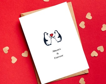 Anniversary Card, Penguins, Always And Forever, Anniversary Gifts For Him, Wedding Anniversary, Anniversary Card For Him