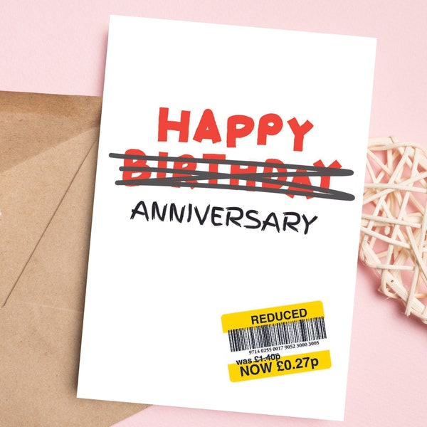 Funny Anniversary Card, Anniversary Card, Reduced Sticker, Anniversary Card For Him, Anniversary Card For Her.