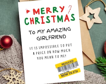 Christmas Card For Girlfriend, Reduced Sticker Christmas Card, Funny Christmas Card For Girlfriend, Funny Card For Girlfriend, Reduced Card