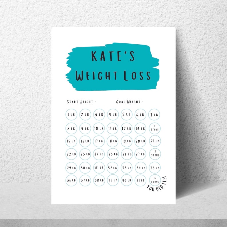 Weight Loss Tracker, Free Gold Star Stickers, Weight Loss Goal, Personalised, Weight Loss Chart, A4 and A5, Goal Tracker, Summer Body