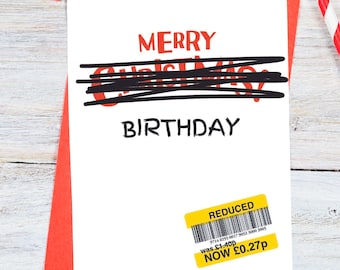 Funny Birthday Card, Reduced Sticker Card, Birthday Cards For Him, Cards For Her, Reduced Birthday Card, January Birthday, Merry Birthday