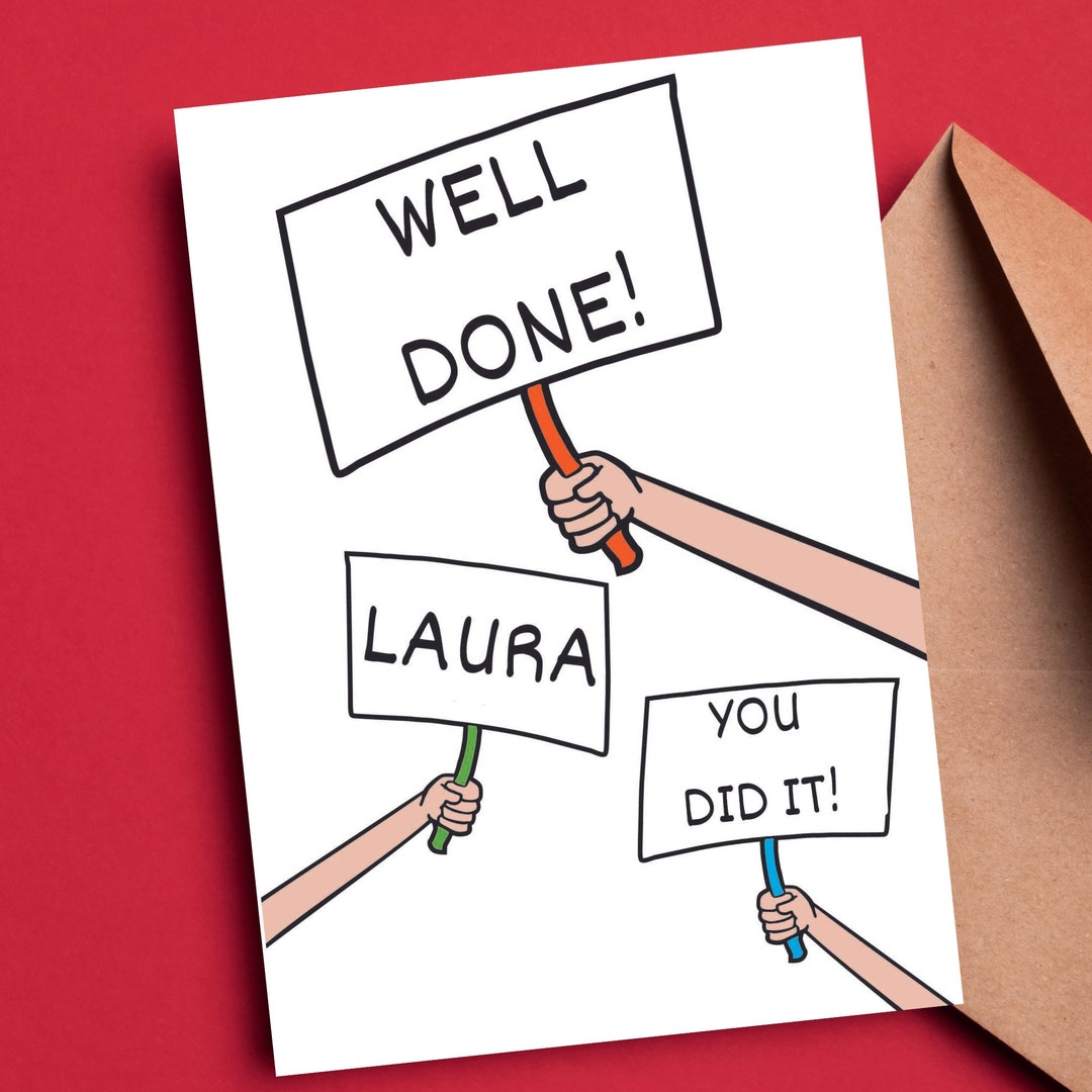 Well Done Card, Congratulations Card, Personalised, You Did It Card ...