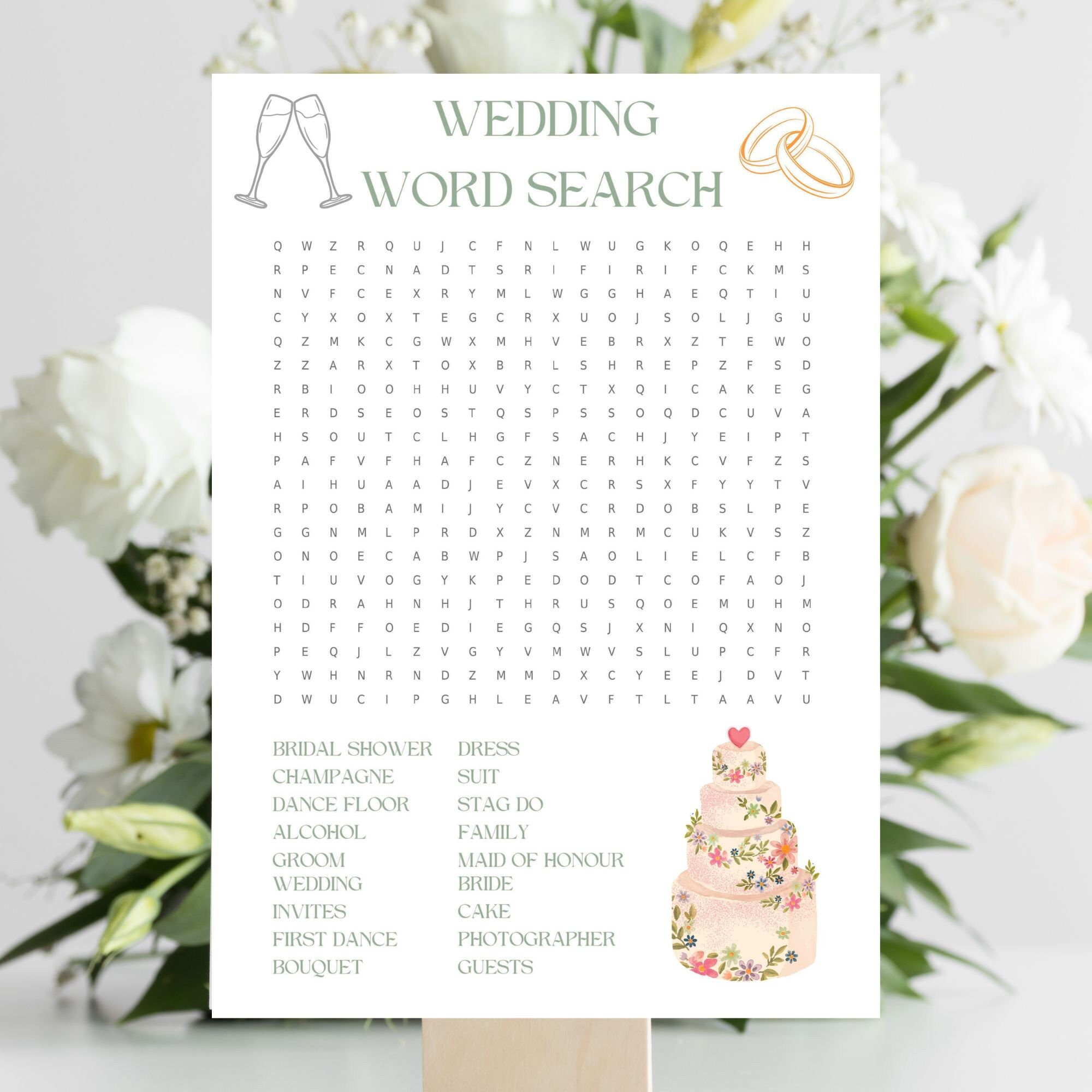 Wedding Word Search, Bridal Shower Games, Word Search, Wedding Party ...