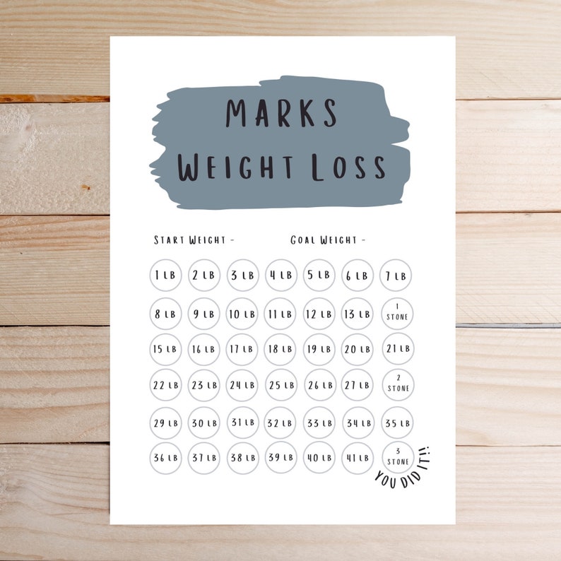 Weight Loss Tracker, Free Gold Star Stickers, Weight Loss Goal, Personalised, Weight Loss Chart, A4 and A5, Goal Tracker, Summer Body