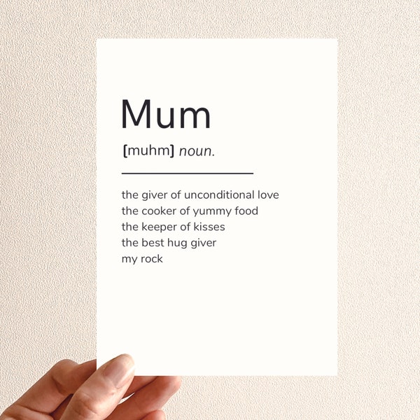 Mothers Day Cards, Personalised Mothers Day Card, Mum Meaning Card, Happy Mothers Day Card, Mothers Day Card From Daughter, Mothers Day Gift