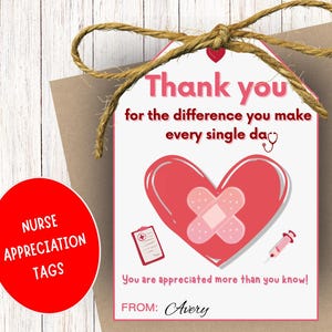 Nurse Appreciation Gift Tag Topper. CNA Appreciation. Medical/Hospital Assistant Worker Thanks. Happy National Nurses/Emergency Nurses Week