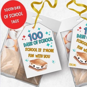 Smores Treat Bag Labels, 100 Days of School Printable Tags, Smore Appreciation, Smores Kit Gift Tag, Smore Fun Tag, School Favor Tags