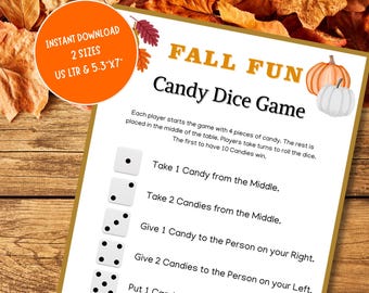 Fall Candy Dice Game, Fall Classroom Dice Game, Fun Autumn Party Activity, Fall Festival Game, Halloween Dice Game, Staff Party Game